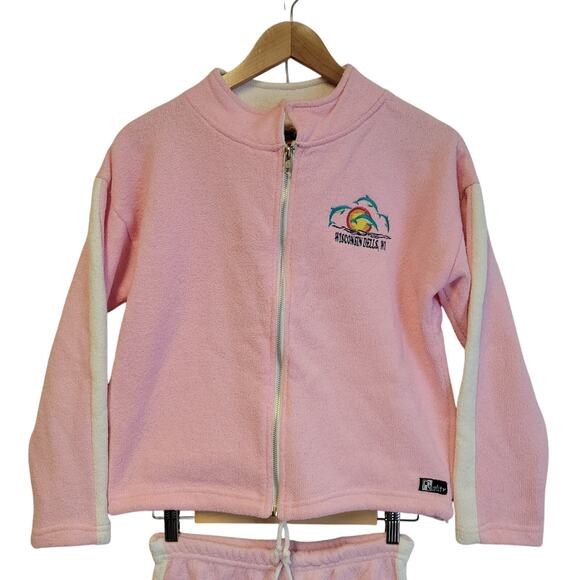 Vtg Track Jacket Shorts‎ Set Pastel Powder Pink Beachy Tennis Summer Swim Sz S - Picture 3 of 12